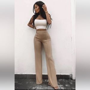 Fashion Nova Taupe High Waisted Trousers | Size S | Sculpting Fit